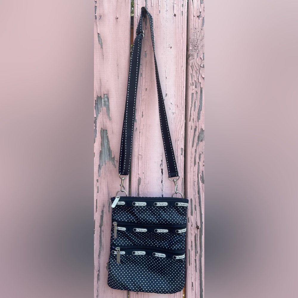 Lesportsac crossbody bag black polka dots